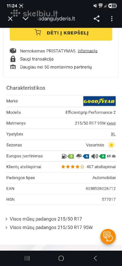 Goodyear Efficientgrip Performance 215/50 R17 95 - nuotraukos Nr. 15