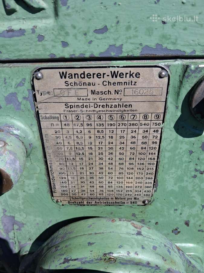 Metalo frezavimo staklės Wanderer - nuotraukos Nr. 5