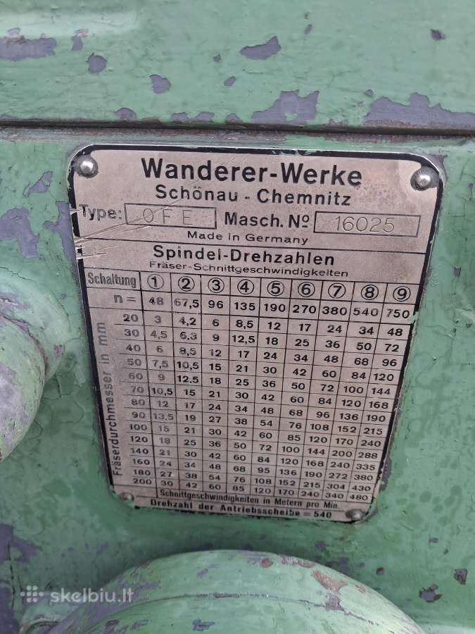 Metalo frezavimo staklės Wanderer - nuotraukos Nr. 13