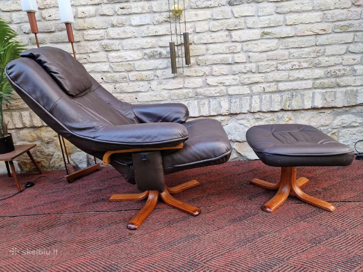 Vintažinis mid century odinis fotelis/reglaineris