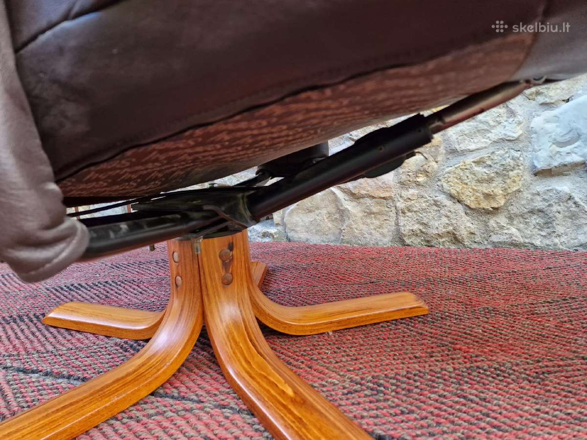 Vintažinis mid century odinis fotelis/reglaineris - nuotraukos Nr. 5