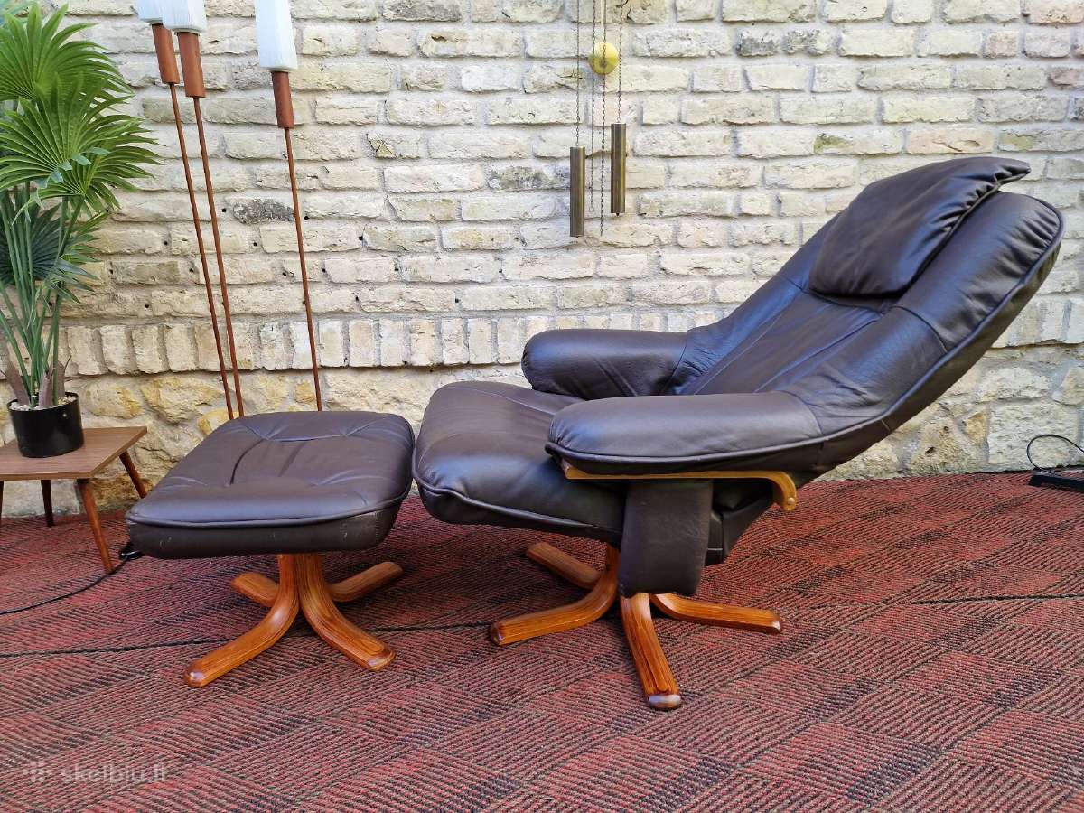 Vintažinis mid century odinis fotelis/reglaineris - nuotraukos Nr. 7