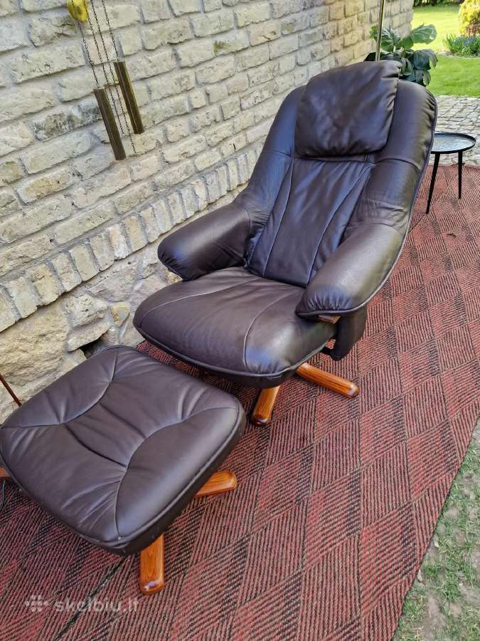 Vintažinis mid century odinis fotelis/reglaineris - nuotraukos Nr. 8
