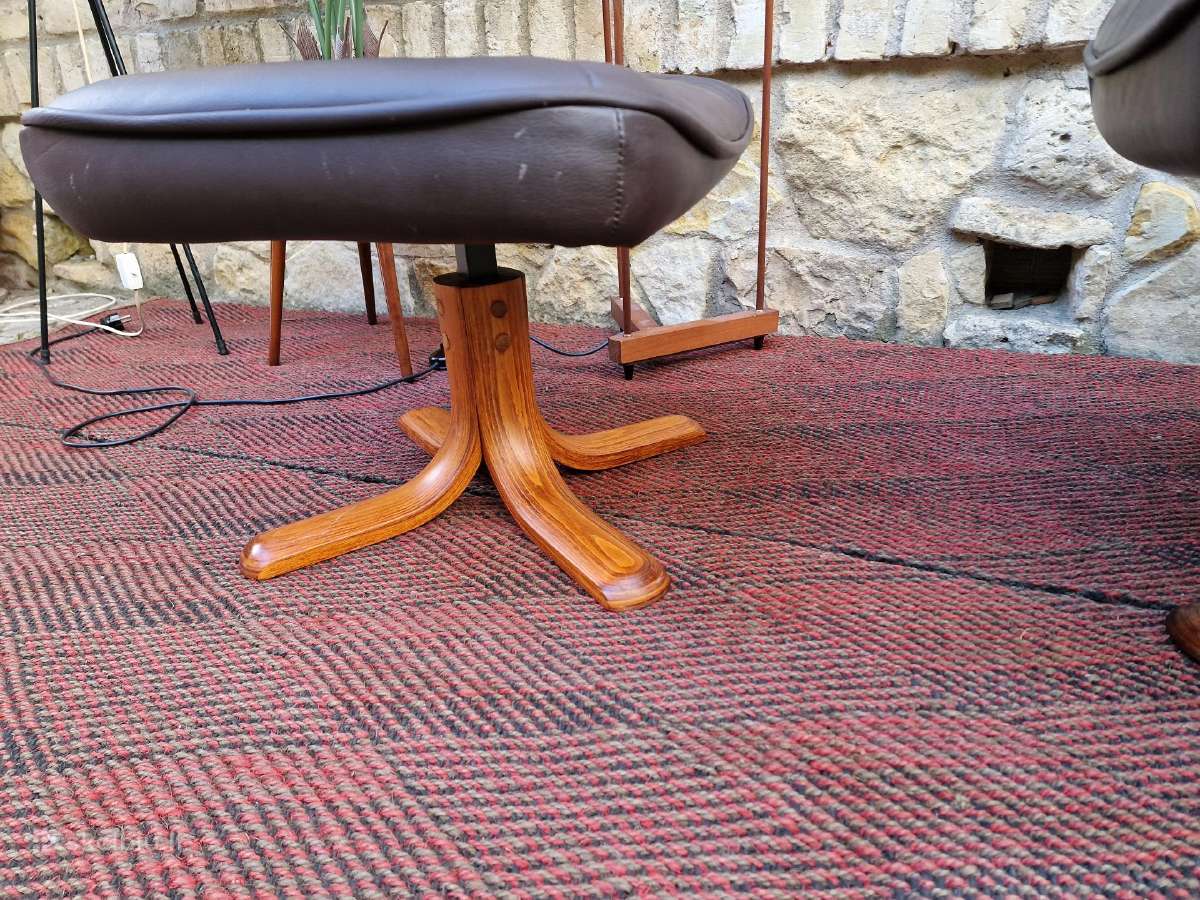 Vintažinis mid century odinis fotelis/reglaineris - nuotraukos Nr. 9