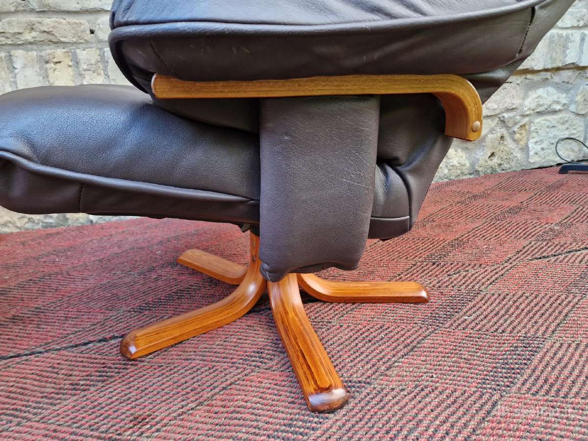 Vintažinis mid century odinis fotelis/reglaineris - nuotraukos Nr. 11