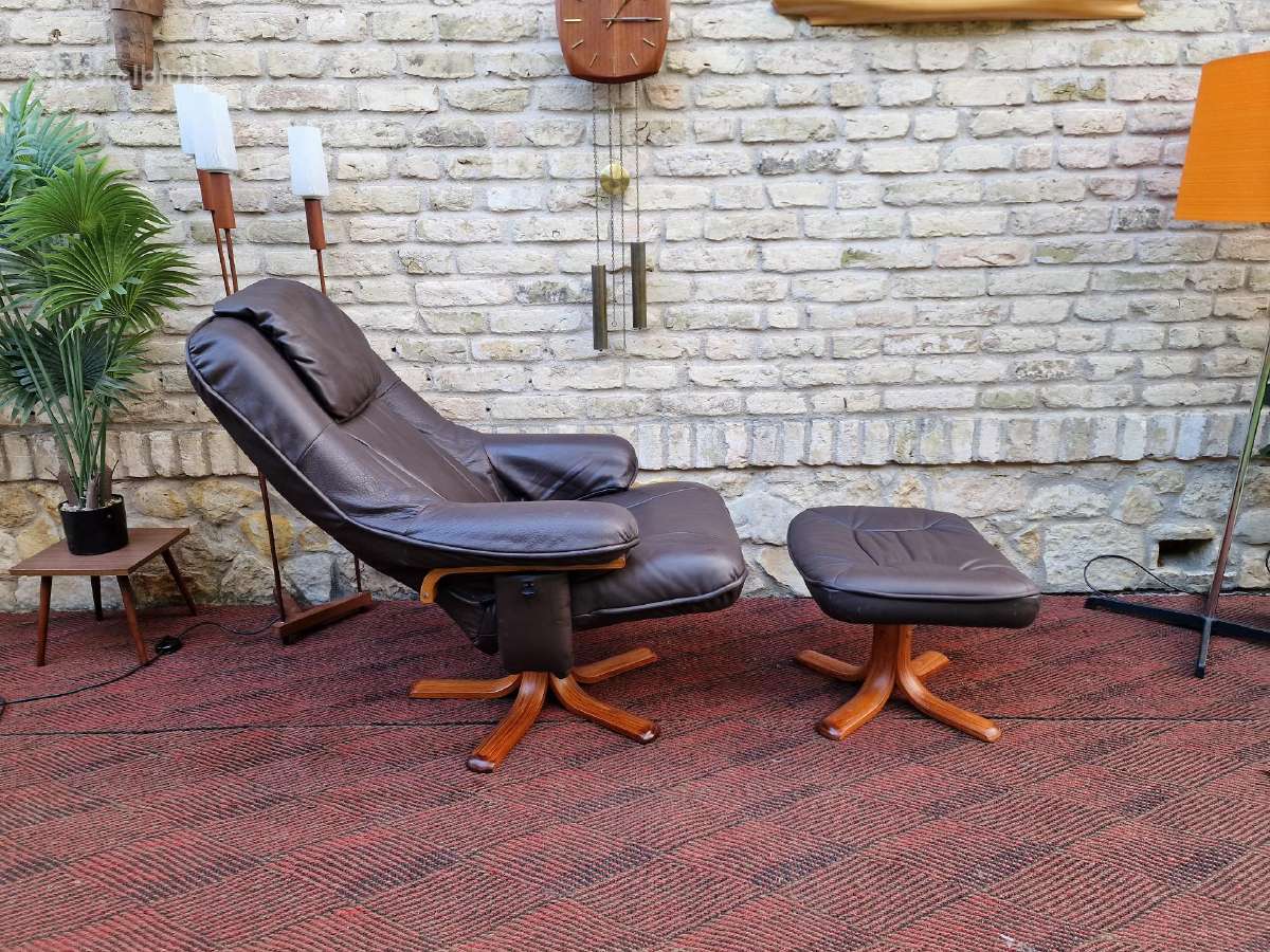 Vintažinis mid century odinis fotelis/reglaineris - nuotraukos Nr. 29