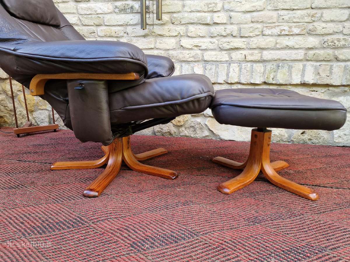 Vintažinis mid century odinis fotelis/reglaineris - nuotraukos Nr. 35