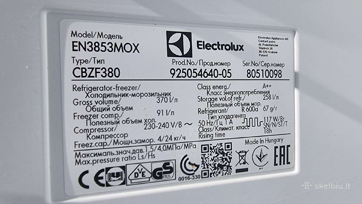 Electrolux En3853mox, 201 cm, auksčio - nuotraukos Nr. 8