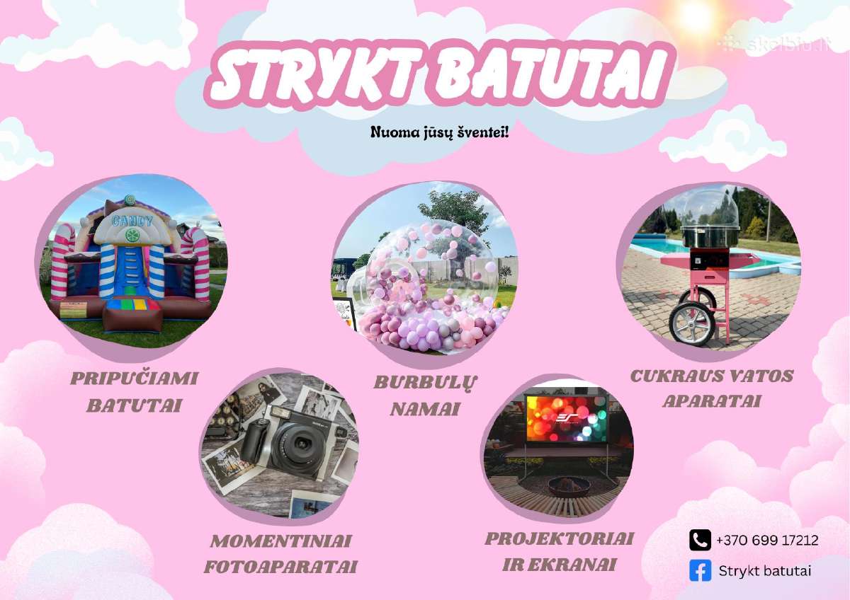 Batutų ir cukraus vatos aparato nuoma Kaune