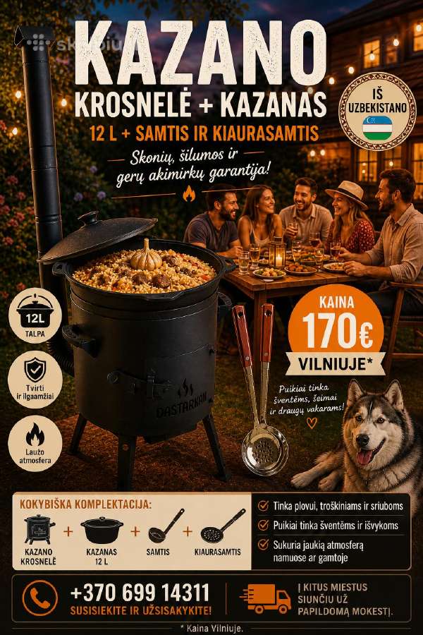 Kazano krosnelė 12 l. su kazanu ir priedais - nuotraukos Nr. 6