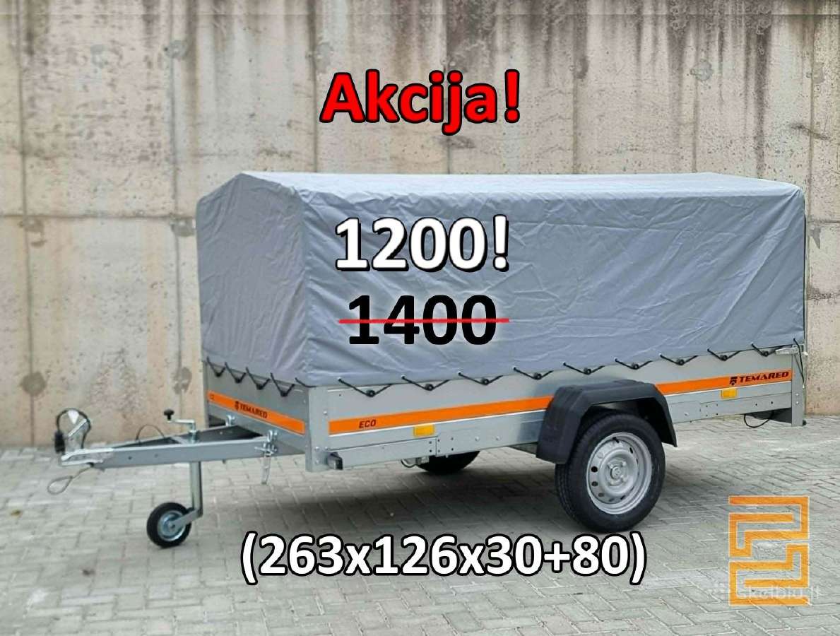 Nauja 2.6m priekaba su 80cm tentu