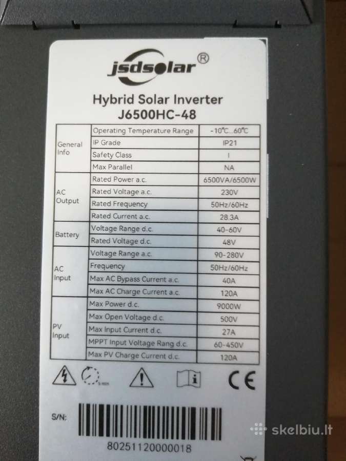 Hibridinis saulės inverteris Jsdsolar 6.5kw - 48v - nuotraukos Nr. 4