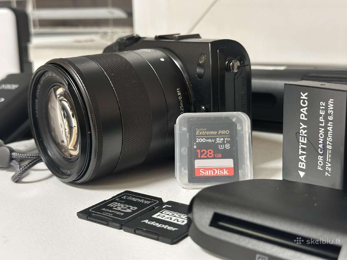 Canon EOS M + 18-55mm, 3 akumuliatoriai. + Nd - nuotraukos Nr. 2