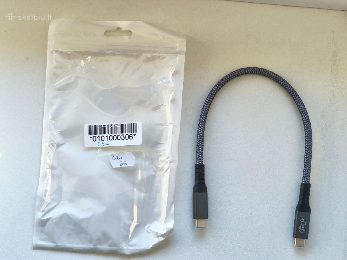 0.3m. Usb4 Type-c kabelis 40gbps 240w 8k