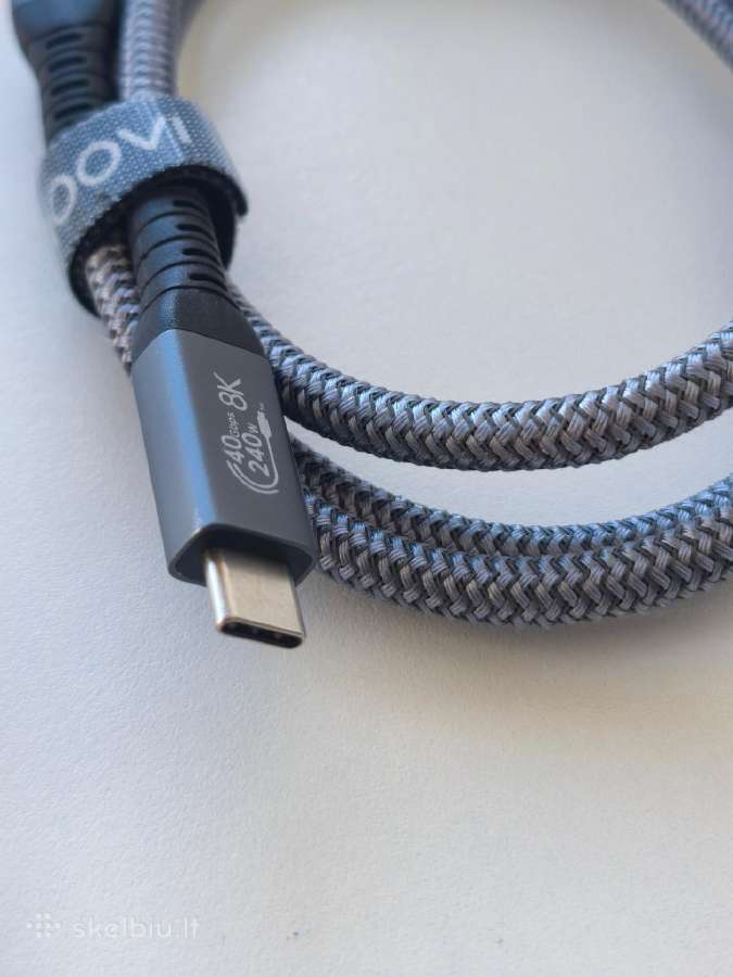 1.0m. Usb4 Type-c kabelis 40gbps 240w 8k - nuotraukos Nr. 2