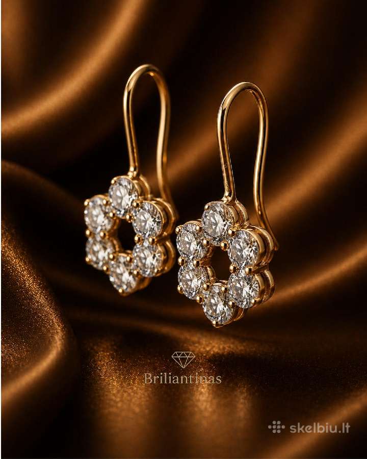 Auksiniai auskarai su deimantais – 2.08 ct - nuotraukos Nr. 3
