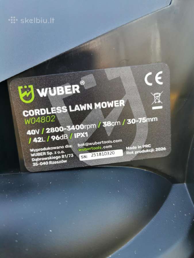 Nauja akumuliatorinė vejapjovė Wüber 40v - nuotraukos Nr. 9