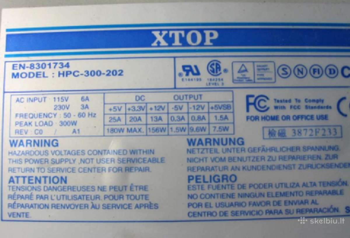 300w Xtop Hpc-300-202 (20 pin / siuntimas)