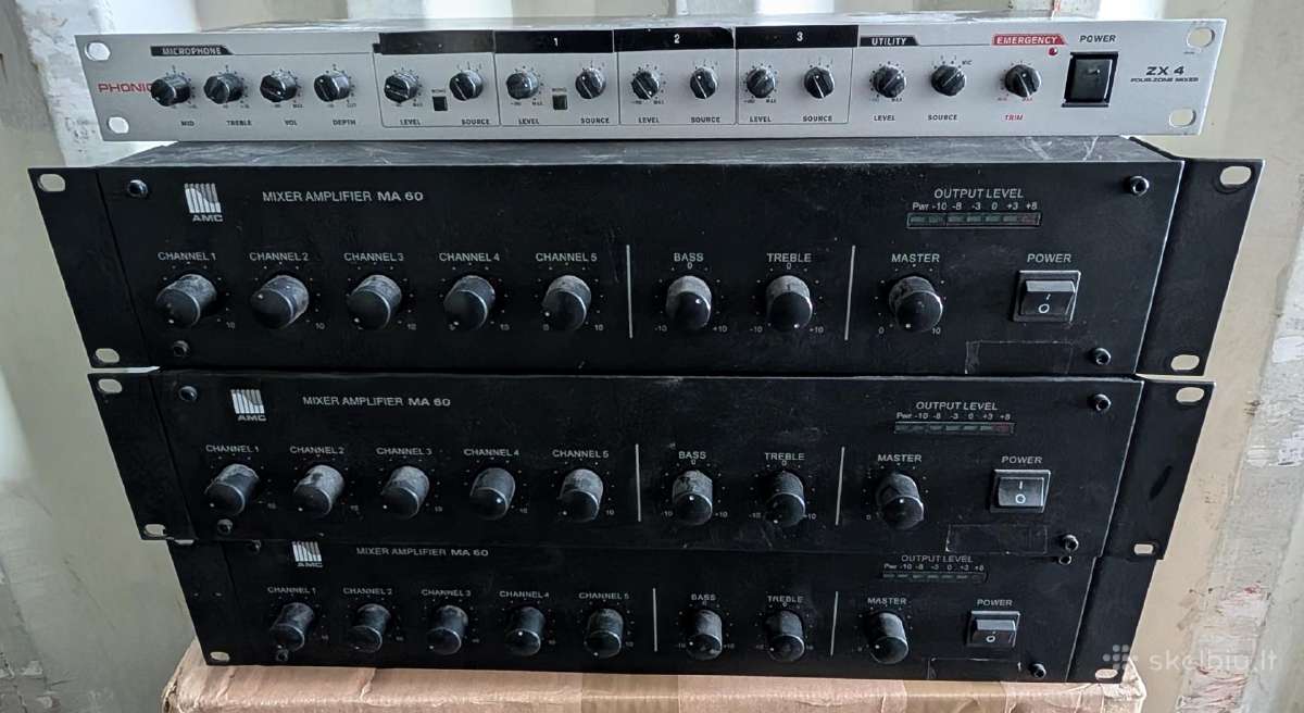 Stiprintuvai Amc Ma60 + Mikseris Phonic Zx4