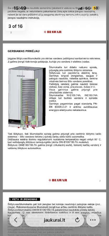 Boileris/vandens šildytuvas Nibe-biawar W-e150.74a - nuotraukos Nr. 9
