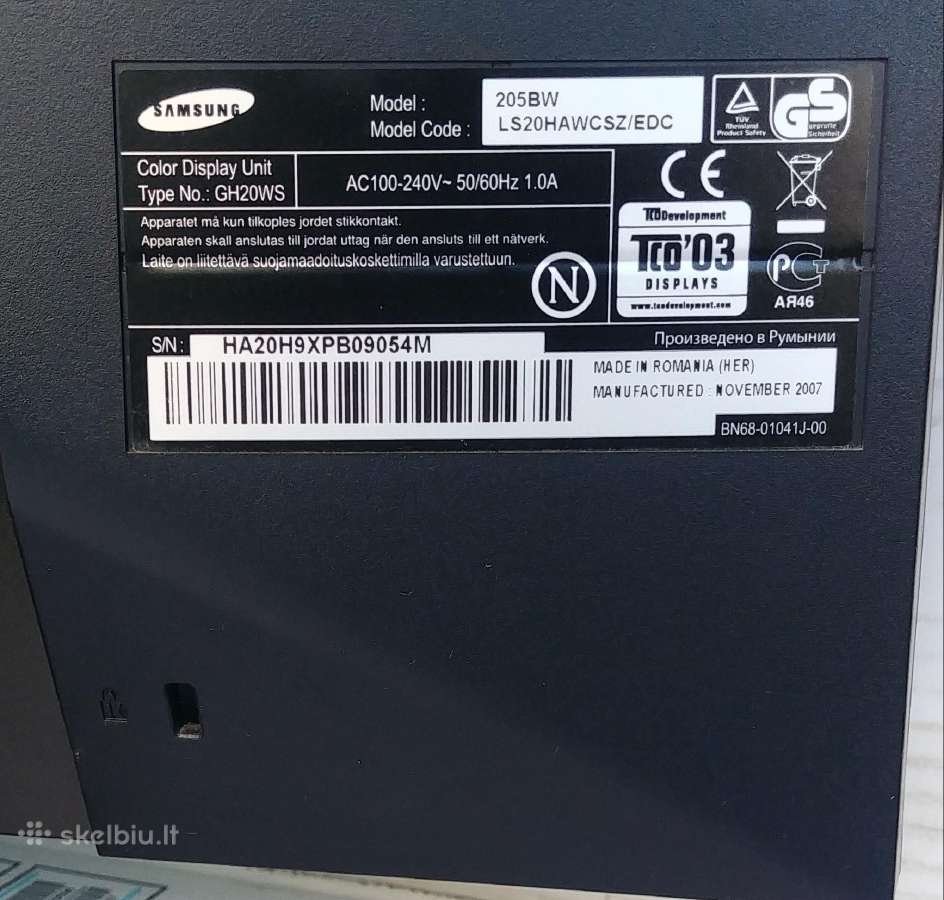 Samsung Syncmaster 205bw (20c) monitorius - nuotraukos Nr. 2
