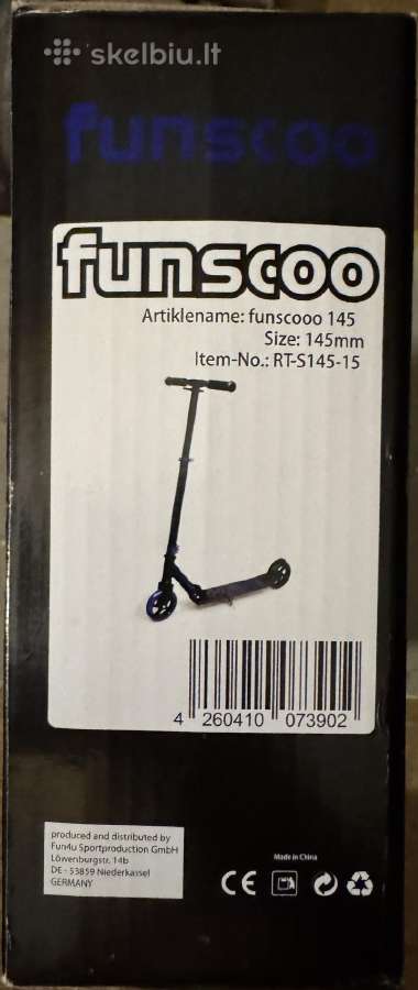 Paspirtukas Funscoo City Scooter 145 Black/blue - nuotraukos Nr. 8