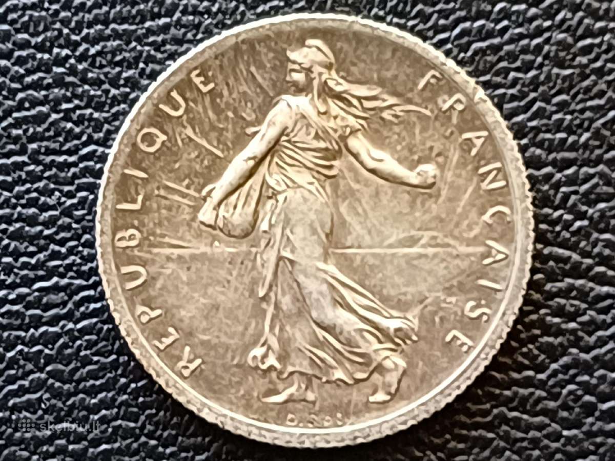 1 frankas 1919m. Prancūzija sidabras - nuotraukos Nr. 2
