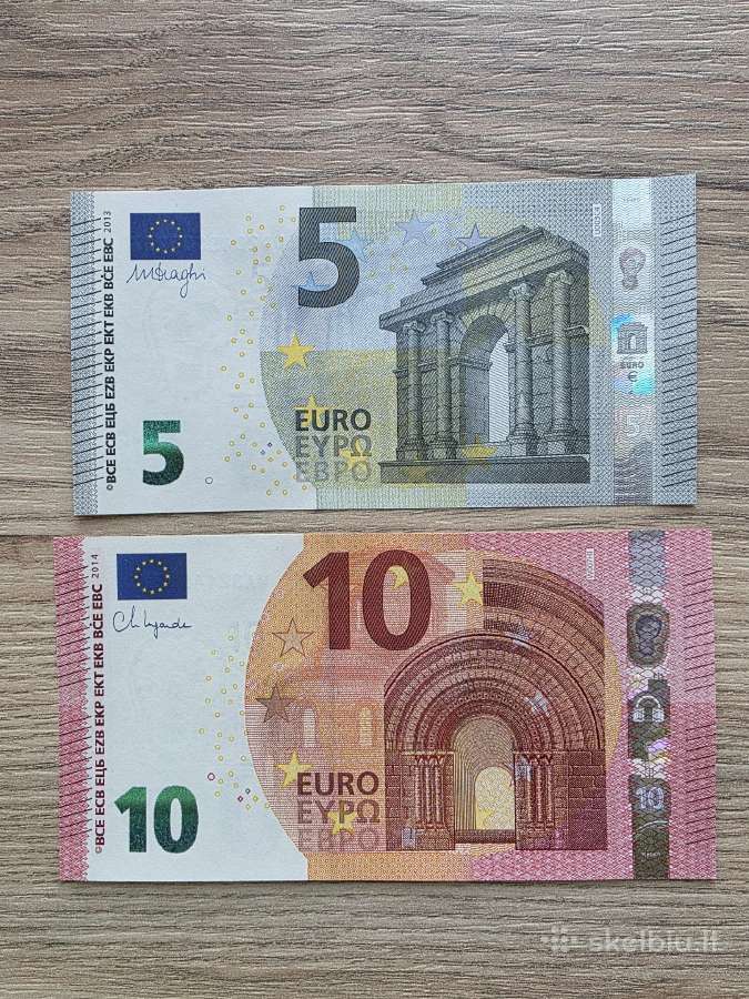 2013 5 eurai ir 2014 10 eurų Unc stovio