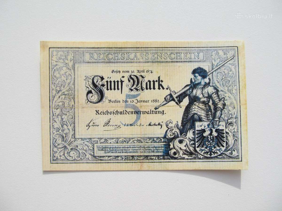 5 markės , Berlynas Vokietija , 1882