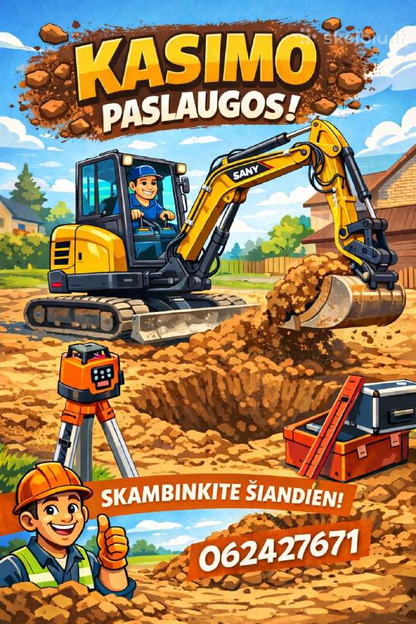 5t eskavatoriaus nuoma su operatoriumi