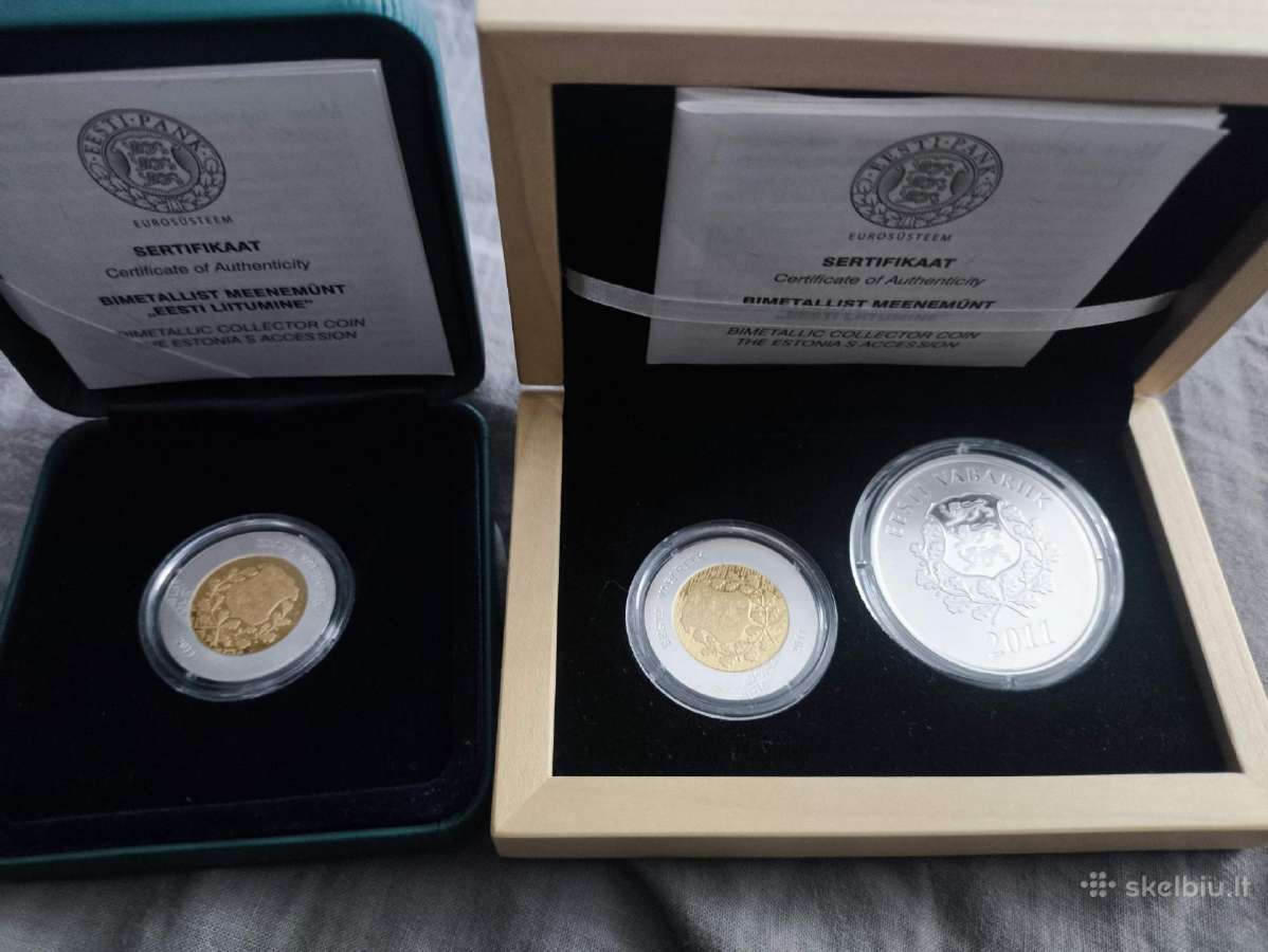 Auksine 8,4 gr 999 , sidabrine Estijos monetos