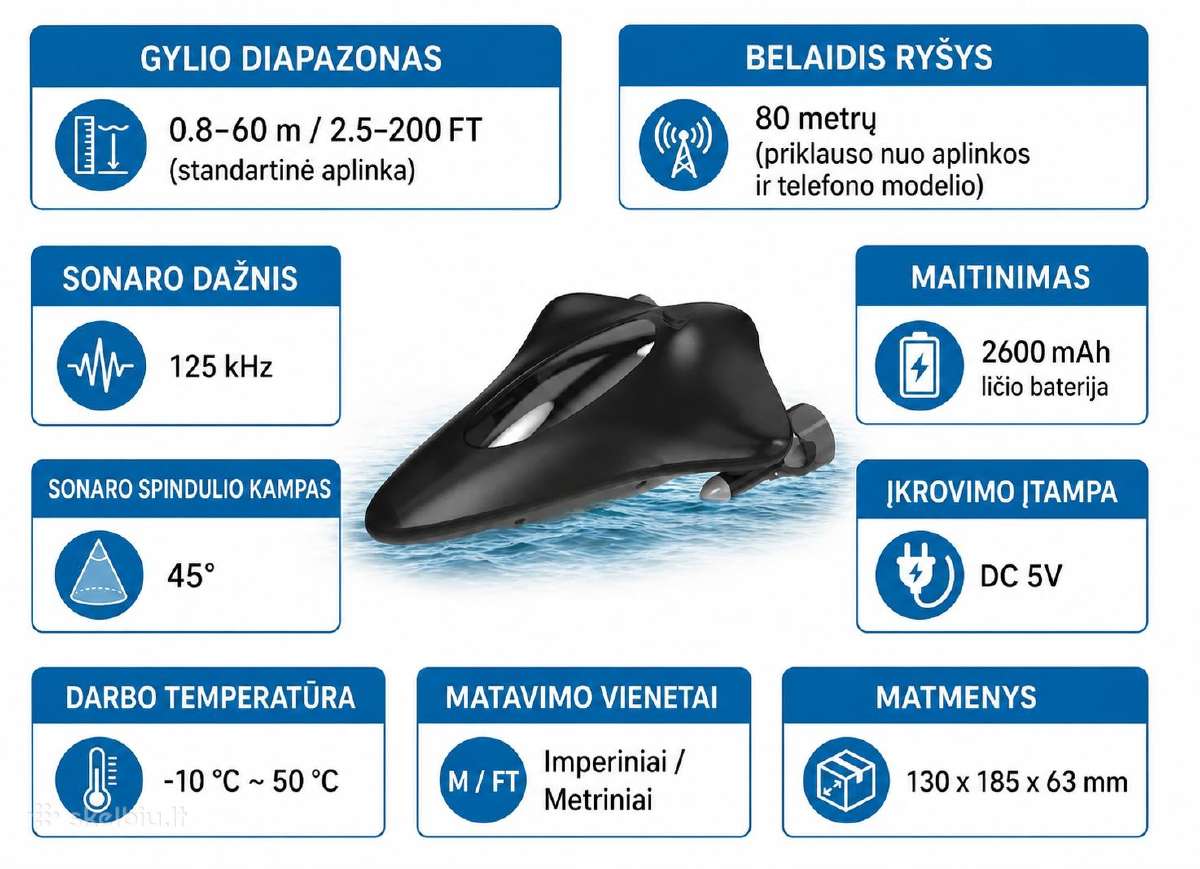 Laivelis – echolotas žuvų ieškiklis belaidis - nuotraukos Nr. 5