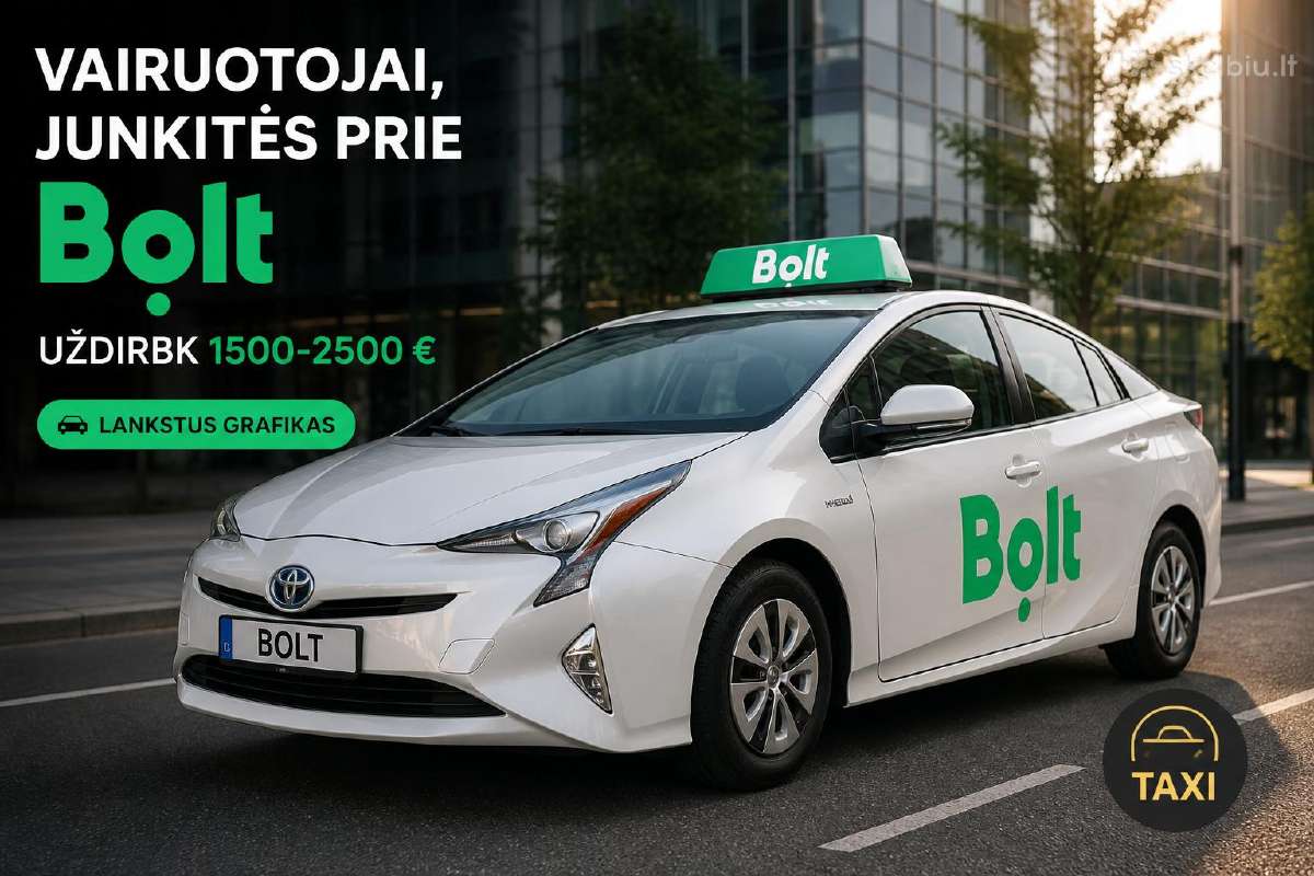 Ieškome vairuotojų darbui su „bolt“ 1500–2500 €