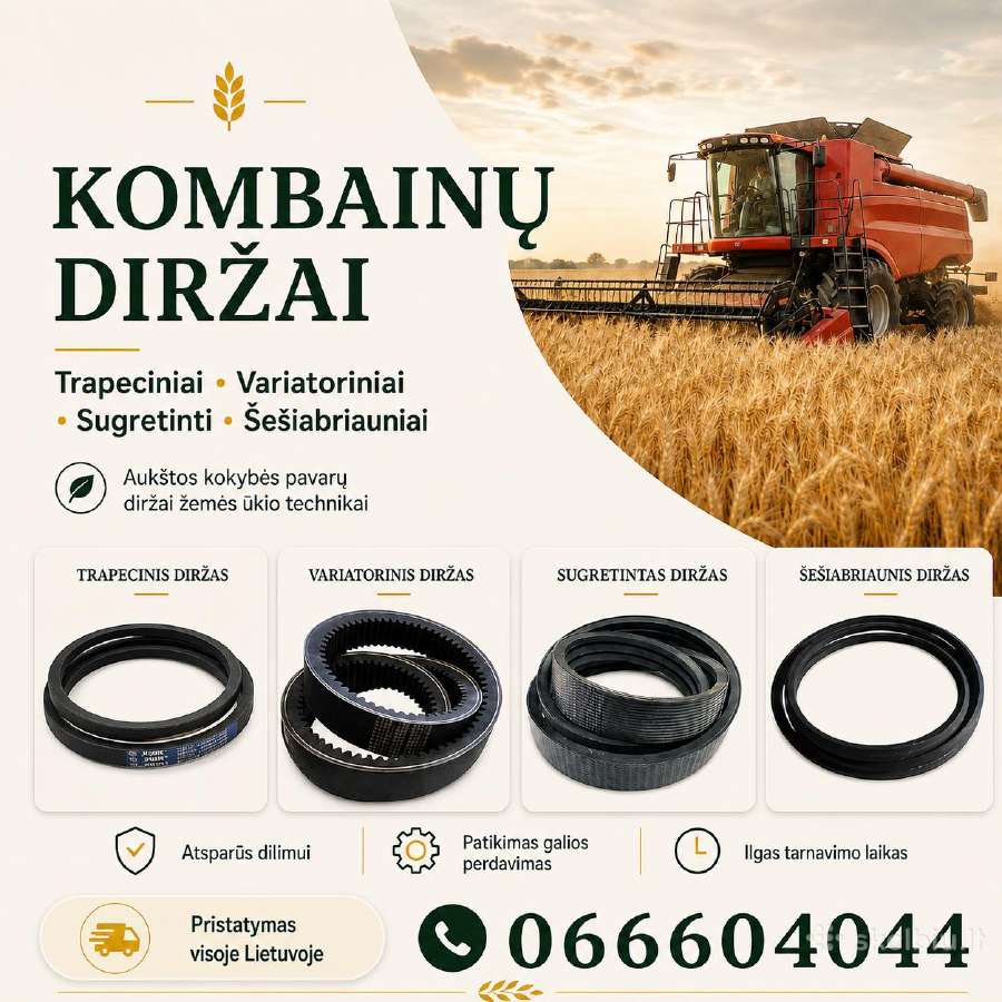 Variatoriniai, trapeciniai ir kombaininiai diržai