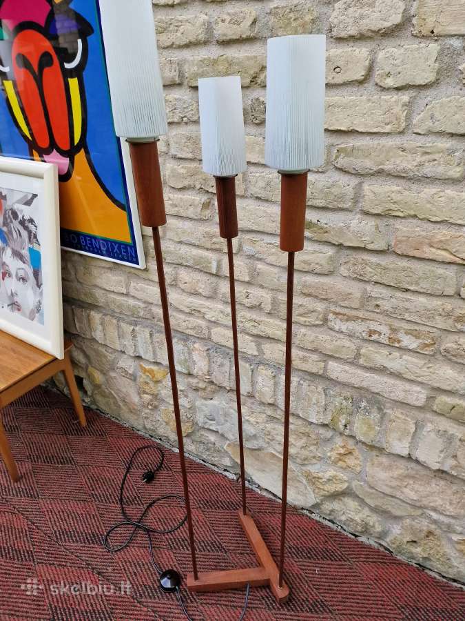 Vintažinis mid century tikmedžio toršeras - nuotraukos Nr. 25
