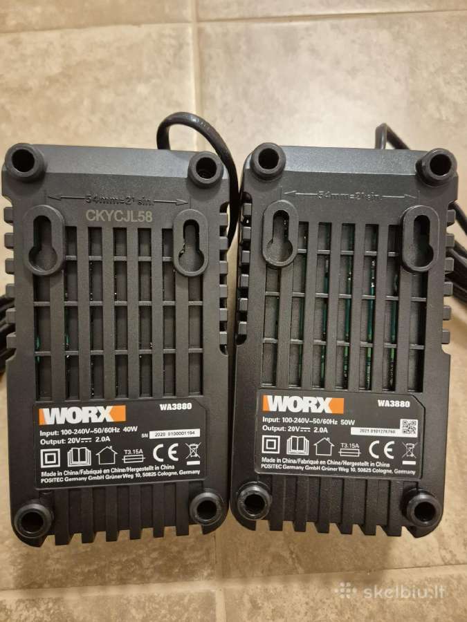 Įkroviklis 20v 2a Wa3880, Worx - nuotraukos Nr. 2