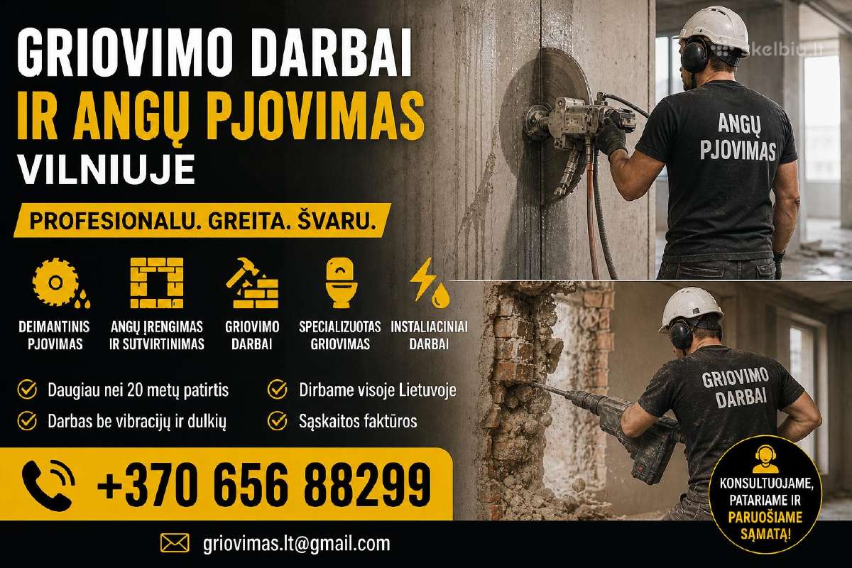 Griovimo Darbai Ir Angų Pjovimas Vilniuje