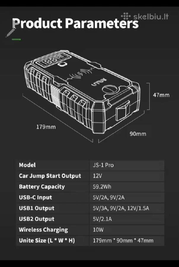 Utrai Js-1pro2500a automobilio užvedėjas, busteris - nuotraukos Nr. 12