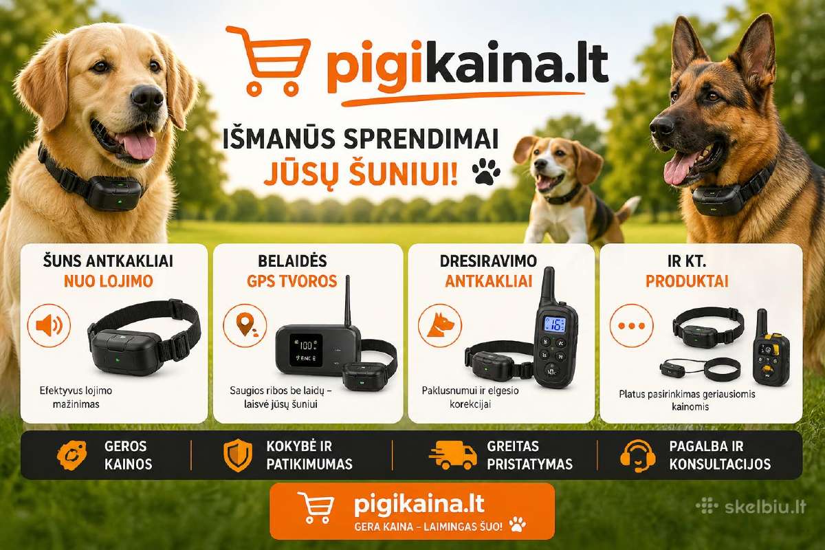 Elektrinis šuns antkaklis su pulteliu dviem šunim