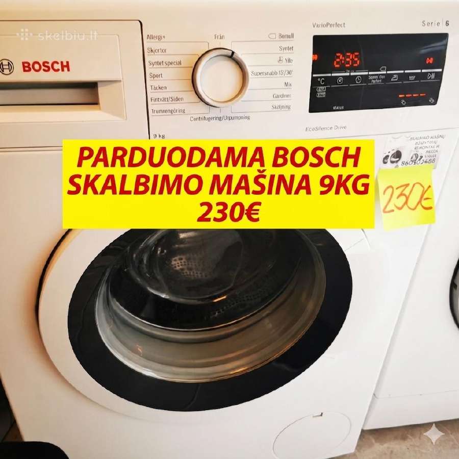Skalbimo mašina Bosch 9kg su Garantija A+++