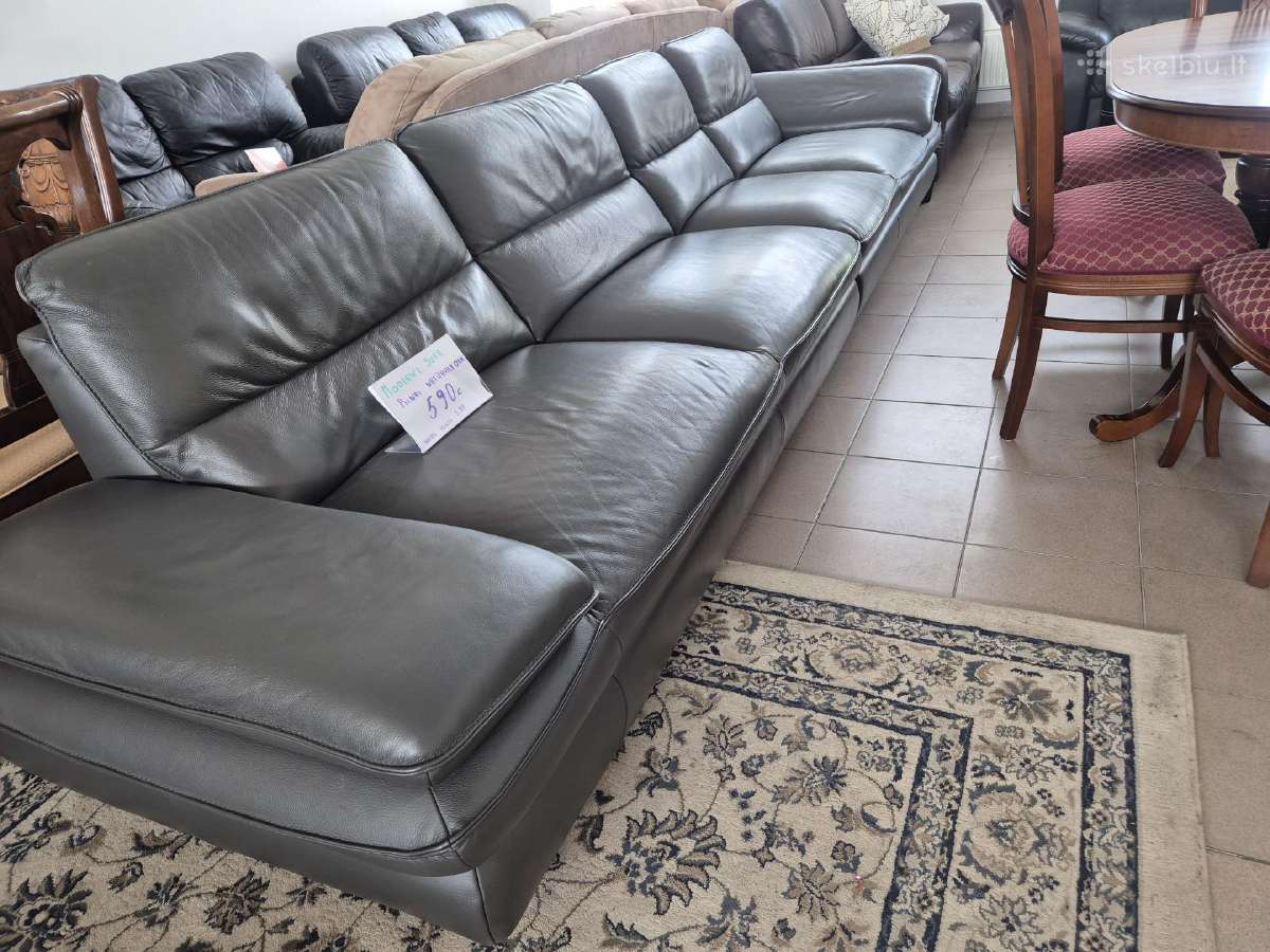 Ypač kokybiška natūralios odos,didelė sofa - nuotraukos Nr. 2