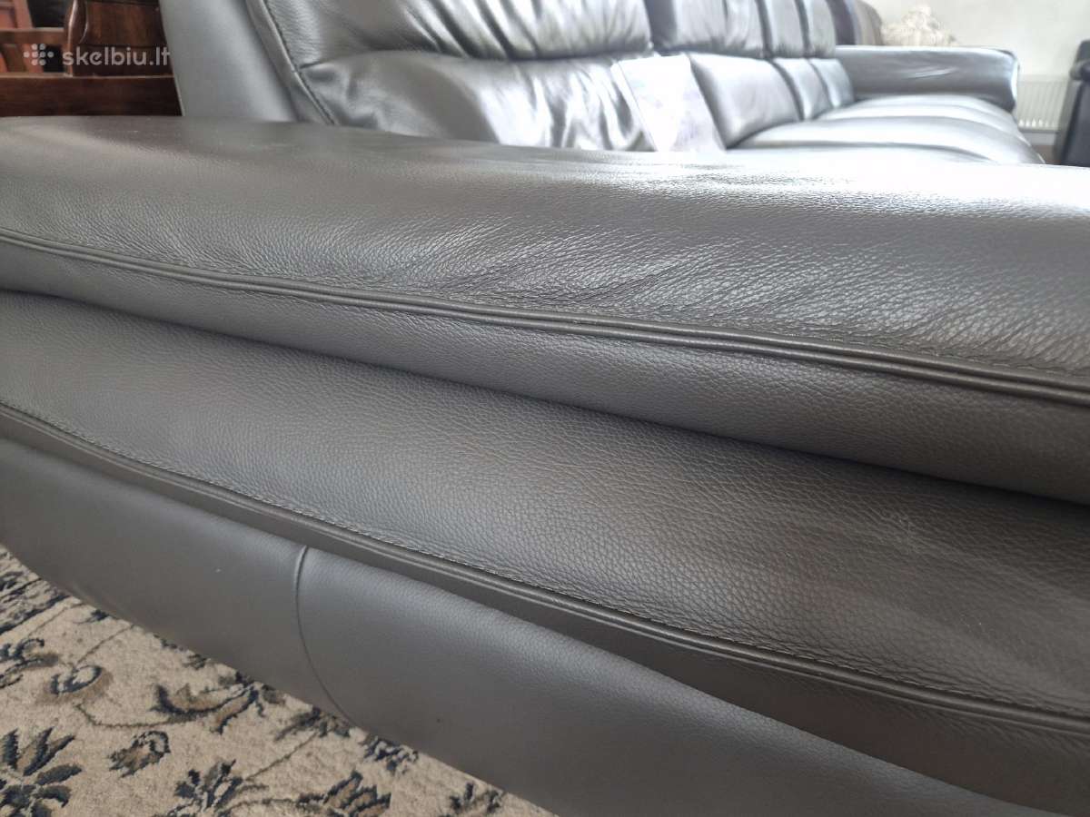 Ypač kokybiška natūralios odos,didelė sofa - nuotraukos Nr. 5