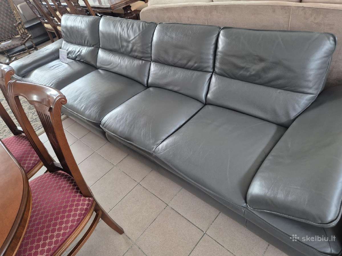 Ypač kokybiška natūralios odos,didelė sofa - nuotraukos Nr. 7