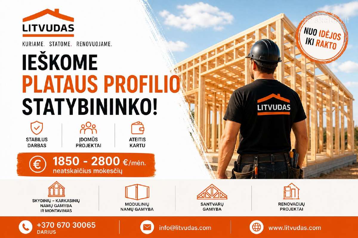 Siūlome darbą plataus profilio statybininkui