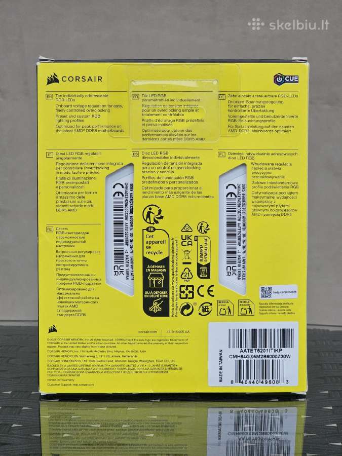 Corsair Vengeance Rgb Ddr5 64gb 6000mhz Cl30 White - nuotraukos Nr. 2