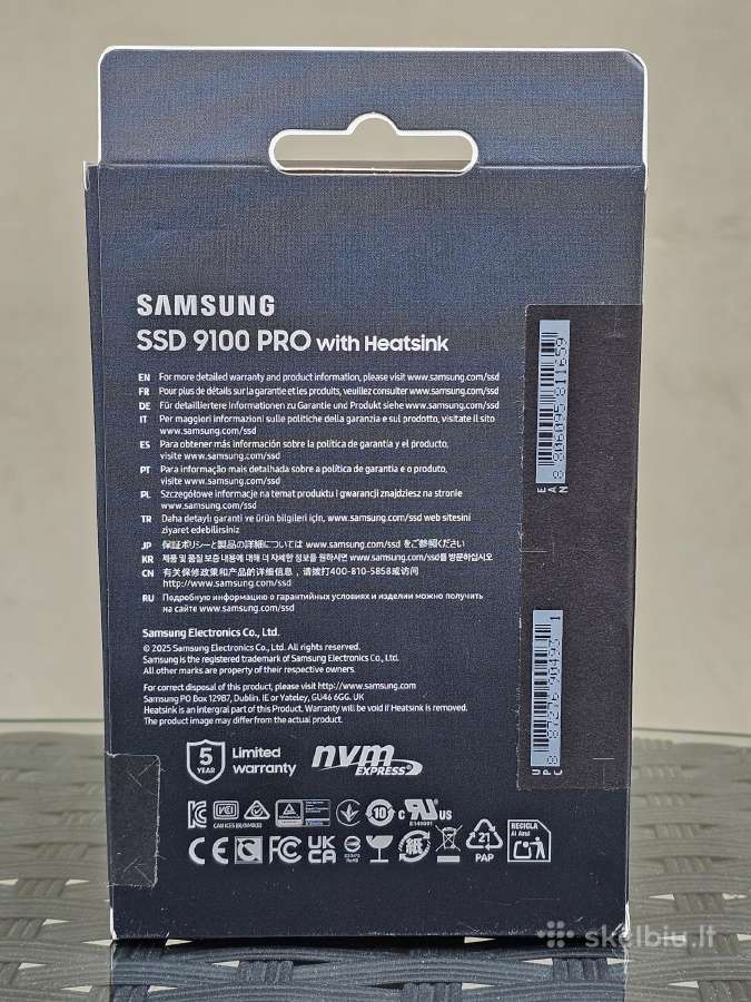 Samsung 9100 Pro 4tb Heatsink Nvme Pcie 5.0 SSD - nuotraukos Nr. 2