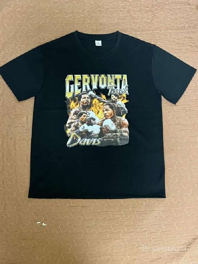 Juodi „Gervonta Davis“ fanų marškinėliai