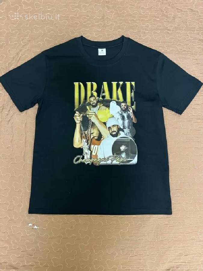 Juodi „drake“ (Champagne Papi) fanų marškinėliai