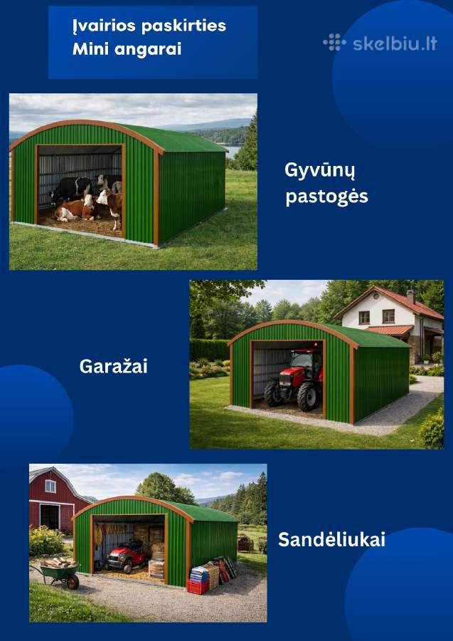 Metalinai Mini angarai - sandėliukai-garažai
