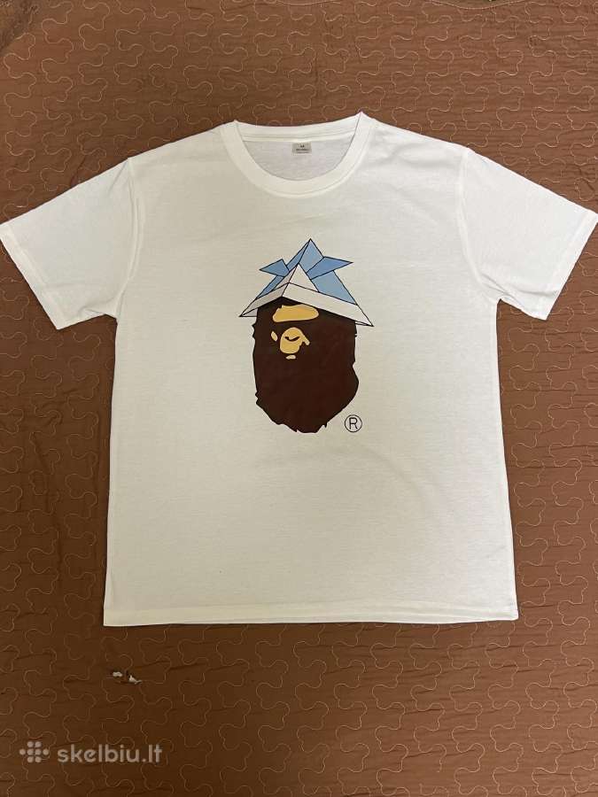 Balti „bape“ stiliaus marškinėliai su grafika